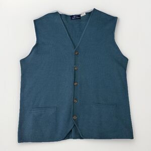 Vintage Macy’s Men’s Store Teal Knit Vest – Made in Korea, Size M, 100% Acrylic